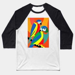 COLORFUL PARROTS RED BACKGROUND Baseball T-Shirt